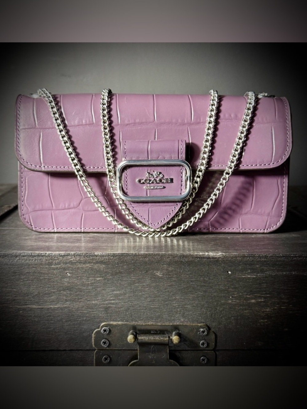 Coach Croc Leather Morgan Xbody in Amethyst CN380